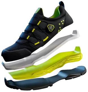 Jalas TIO safety shoe outsole layers split in four.png